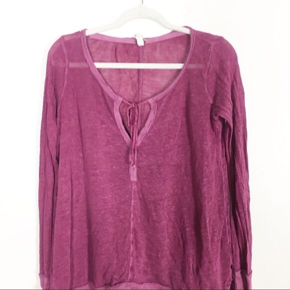 Free People | We The Free Pink V Neck Long Sleeve Top - Picture 3 of 10